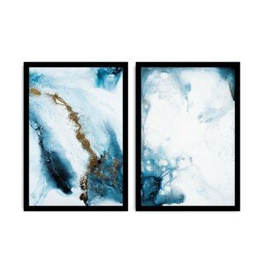 Wallity Sada nástěnných obrazů Mramory 36x51 cm 2 ks modrá