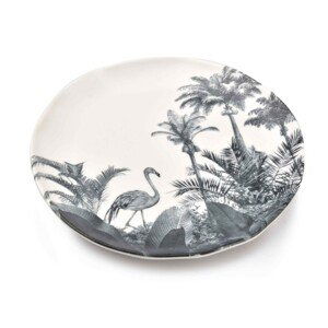 Affekdesign Porcelánový talíř TROPICAL bílý/šedý