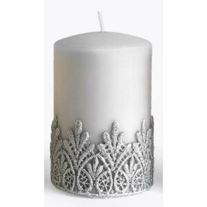Mondex Malá ozdobná svíčka Koronki 10 cm šedá
