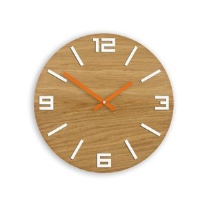 Mazur Nástěnné hodiny Arabic hnědo-bílo-oranžové