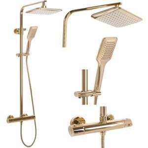 Sprchový set s termostatem Rea Tom - dešťová a ruční sprcha zlatá