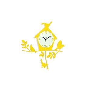 Mazur Nástěnné hodiny Birdie žluté
