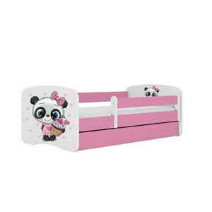 Kocot kids Dětská postel Babydreams panda růžová, varianta 70x140, se šuplíky, s matrací