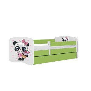 Kocot kids Dětská postel Babydreams panda zelená, varianta 70x140, se šuplíky, bez matrace