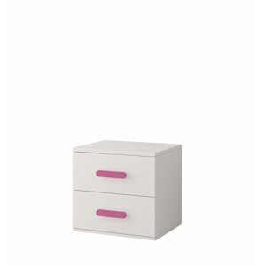 Idzczak Meble Noční stolek SMYK 55 cm bílá, varianta růžové úchytky