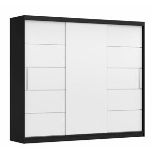 Idze Šatní skříň ALBA II 250 cm černá/bílá, varianta s led osvětlením