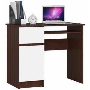 Ak furniture Počítačový stůl PIKSEL 90 cm wenge/bílý levý