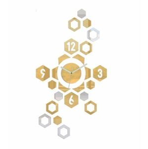 Mazur 3D nalepovací hodiny Hexagon zlato-zrcadlové