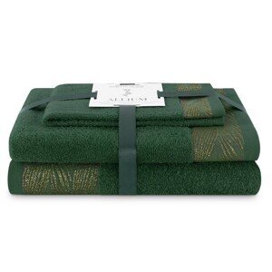 AmeliaHome Sada 3 ks ručníků ALLIUM klasický styl zelená, velikost 30x50+50x90+70x130