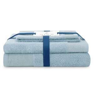 AmeliaHome Sada 3 ks ručníků ALLIUM klasický styl světle modrá, velikost 50x90+70x130