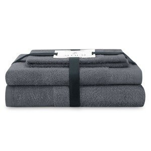 AmeliaHome Sada 3 ks ručníků ALLIUM klasický styl grafitově šedá, velikost 30x50+50x90+70x130