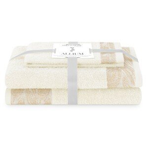 AmeliaHome Sada 3 ks ručníků ALLIUM klasický styl krémová , velikost 30x50+50x90+70x130