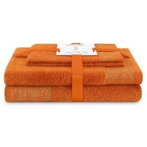 AmeliaHome Sada 3 ks ručníků ALLIUM klasický styl oranžová, velikost 50x90+70x130