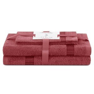AmeliaHome Sada 3 ks ručníků AVIUM klasický styl tmavě růžová, velikost 50x90+70x130