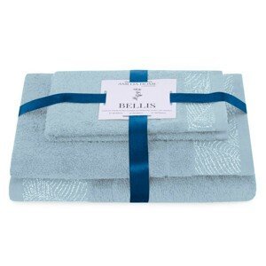 AmeliaHome Sada 3 ks ručníků BELLIS klasický styl světle modrá, velikost 50x90+70x130