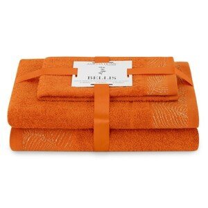 AmeliaHome Sada 3 ks ručníků BELLIS klasický styl oranžová, velikost 50x90+70x130