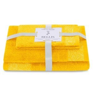 AmeliaHome Sada 3 ks ručníků BELLIS klasický styl žlutá, velikost 30x50+50x90+70x130