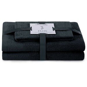AmeliaHome Sada 3 ks ručníků FLOSS klasický styl černá, velikost 30x50+50x90+70x130