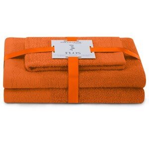 AmeliaHome Sada 3 ks ručníků FLOSS klasický styl oranžová, velikost 50x90+70x130