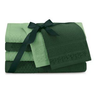 AmeliaHome Sada 6 ks ručníků RUBRUM klasický styl zelená