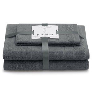 AmeliaHome Sada 3 ks ručníků RUBRUM klasický styl grafitově šedá, velikost 50x90+70x130