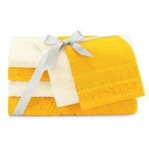 AmeliaHome Sada 6 ks ručníků RUBRUM klasický styl žlutá