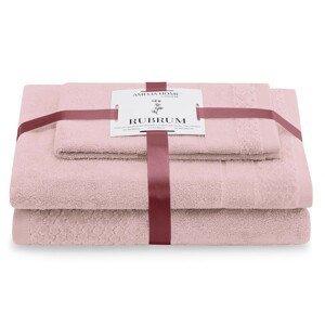 AmeliaHome Sada 3 ks ručníků RUBRUM klasický styl pudrově růžová, velikost 30x50+50x90+70x130