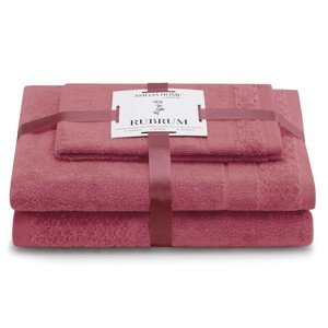 AmeliaHome Sada 3 ks ručníků RUBRUM klasický styl růžová, velikost 50x90+70x130