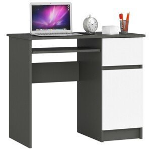 Ak furniture Počítačový stůl PIKSEL 90 cm šedý/bílý pravý