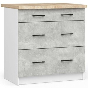 Ak furniture Kuchyňská skříňka Olivie S 80 cm 3S bílá/beton/dub sonoma