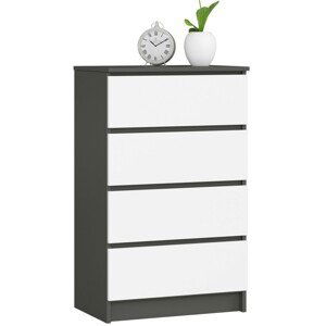 Ak furniture Komoda Kuba 60 cm - 4 šuplíky grafit/bílá