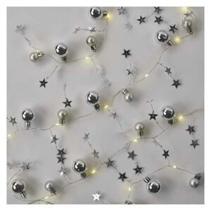 EMOS LED vánoční girlanda Stříbrné koule s hvězdami 1,9 m teplá bílá