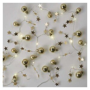 EMOS LED vánoční girlanda Zlaté koule s hvězdami 1,9 m teplá bílá