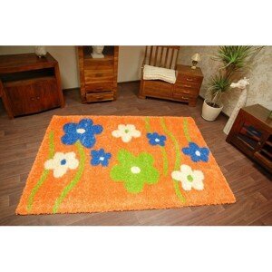 3kraft Dětský koberec Pretty Flowers oranžový, velikost 180x270