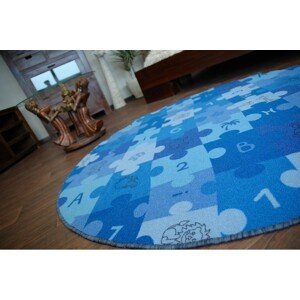 3kraft Dětský kulatý koberec PUZZLE modrý, velikost kruh 133