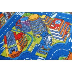 3kraft Dětský koberec BIG CITY modrý, velikost 100x300