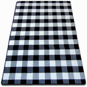 3kraft Kusový koberec SKETCH HARRY bílý / černý - kostkovaný, velikost 80x150