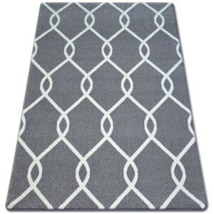 3kraft Kusový koberec SKETCH MARK šedý / bílý trellis, velikost 240x330
