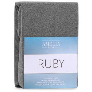 Froté prostěradlo s gumou AmeliaHome Ruby grafitové, velikost 200-220x200