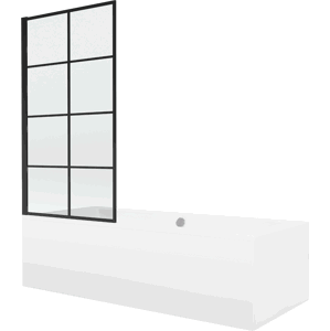 Vana Mexen Cube 170x80 cm s panelem bílá + jednokřídlá zástěna pohyblivá 70 x 140 cm V černá/černá