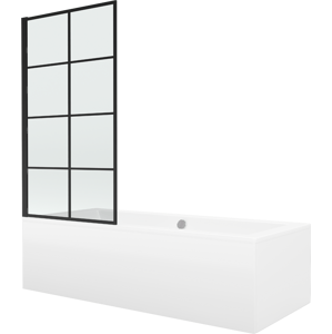 Vana Mexen Cube 170x80 cm s panelem bílá + jednokřídlá zástěna pevná 70 x 140 cm VI černá/černá