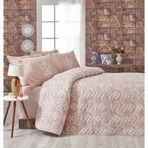 L'essentiel Přehoz přes postel na dvoulůžko s povlaky na polštáře Alanur 200x220 cm růžový