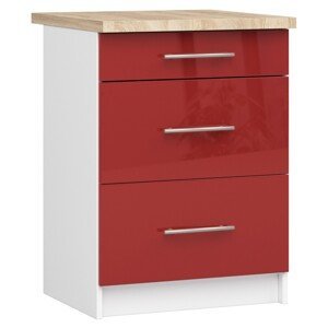 Ak furniture Kuchyňská skříňka Olivie S 60 cm 3S bílo-červená