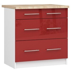 Ak furniture Kuchyňská skříňka Olivie S 80 cm 3S bílo-červená