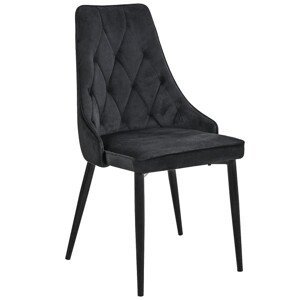 Ak furniture Sametová čalouněná prošívaná židle Eliza černá