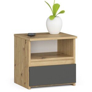 Ak furniture Noční stolek CL1 s 1 zásuvkou 40 cm dub artisan/šedý