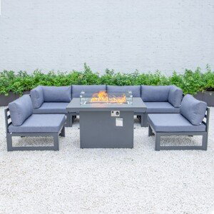 3kraft Modulová sada zahradního nábytku Memorys s ohništěm šedá/modrá