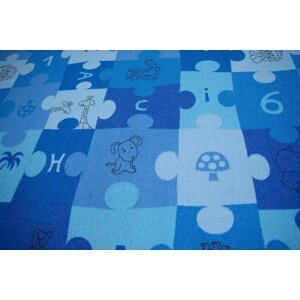 Dywany Lusczow Dětský koberec PUZZLE modrý, velikost 100x200
