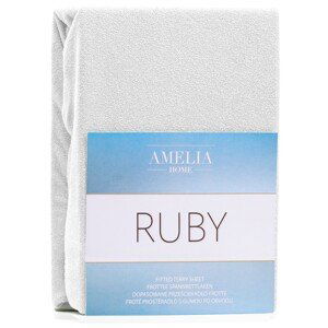 Froté prostěradlo s gumou AmeliaHome Ruby bílé, velikost 80-90x200