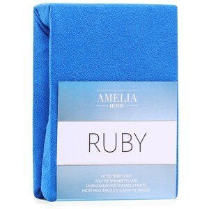 Froté prostěradlo s gumou AmeliaHome Ruby modré, velikost 140-160x200